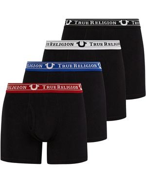 True Religion 4 Pack Cotton Stretch Boxer Briefs- Black