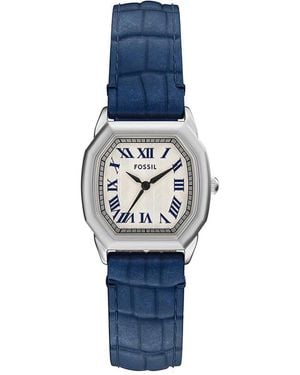 Fossil Analog Quartz Watch With Leather Strap Es5425 - Blue
