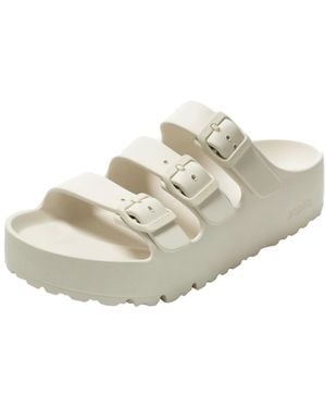 Birkenstock Papillio 1029770 Florida III Pap Flex Platform Egg Shell Sandali per Donna con tripla fibia - Bianco
