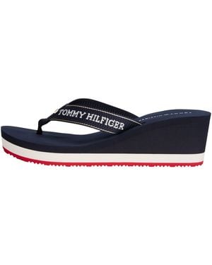 Tommy Hilfiger Vrouwen Wedge Zomer Sandal Fw0fw08858 Flip Flops - Zwart
