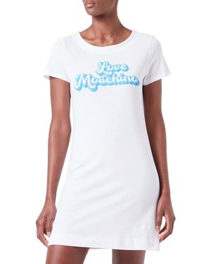 Love Moschino Dress Jersey with Bubble Print. Vestito - Bianco