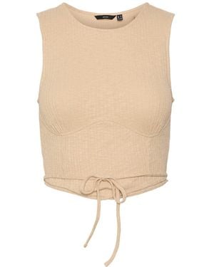 Vero Moda Vmcamma Sl Crop Top Jrs - Natural