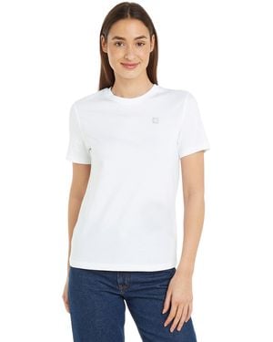 Calvin Klein Jeans CK Embro Badge Regular Tee S/S Knit Tops White - Bianco