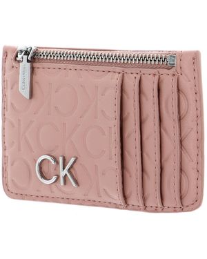 Calvin Klein Lock Cardholder Zip EMB Mono Cafe Au - Rosa