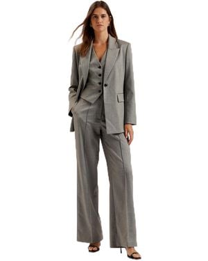 Ted Baker S Wmh-koat-pinstripe Wide Leg Tailored Trousers Suit Trousers - Grey