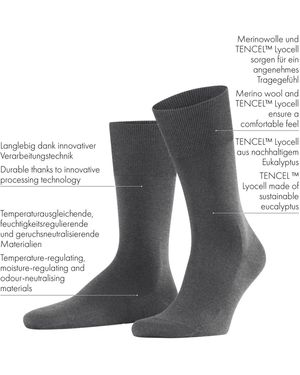 FALKE Climawool M So Wolle Lyocell Einfarbig Calzini - Grigio