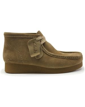 Clarks S Wallabee Evo Boot Suede Dark Sand Boots 6 Uk - Green