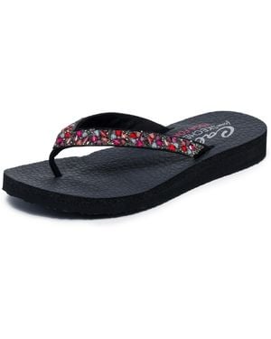 Skechers Womens Meditation-daisy Delight Flip Flop Sandals - Blue