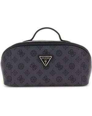 Guess Wilder Cosmetic Travel Bag Charcoal Dark Grey - Black