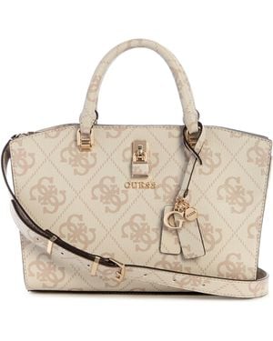 Guess Queensland Luxury Satchel Dove Logo - Natur