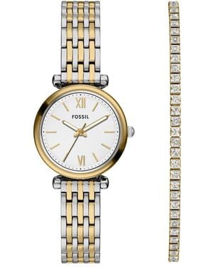 Fossil Analog Quartz Watch With Stainless Steel Strap Es5450set - Metallic