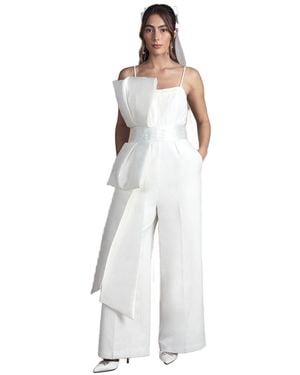 Coast Strapless Bow Detail Wide Leg Bridal Jumpsuit - White