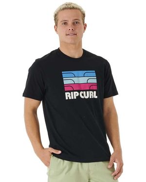 Rip Curl Surf Revival Waving Tee T Shirt Top Black Size Large