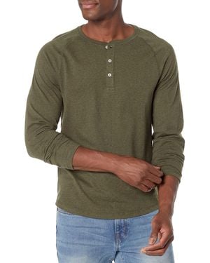 Amazon Essentials Maglia con Collo Serafino a iche Lunghe Slim Uomo - Verde