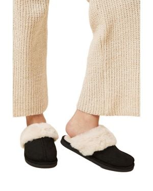 Dorothy Perkins Harleen Suedette Faux Fur Lined Mule Slippers - White