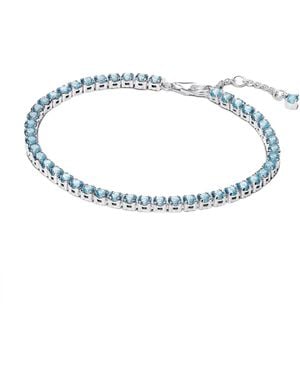 PANDORA Timeless Collection 591469c03-16 Sterling Silver Tennis Bracelet Sparkling Blue Crystals 16cm