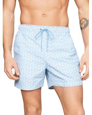 Tommy Hilfiger Short de Bain Medium Drawstring Print Mi-Long - Bleu