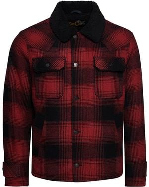 Superdry Wolle Mäntel A6-Wollmantel - Rot