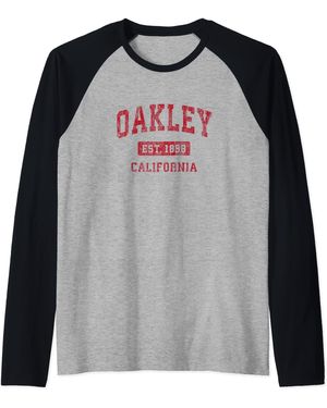 Oakley California Ca Vintage Sports Design Red Design Raglan Baseball Tee - Black