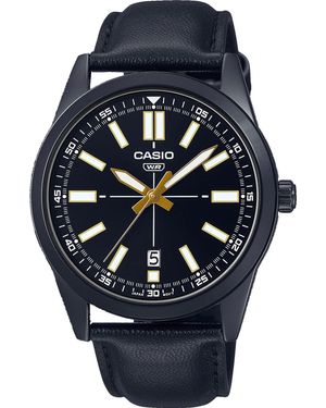 G-Shock MTP-VD02BL-1E Orologio analogico da uomo con quadrante nero IP in pelle a 3 mani - Blu
