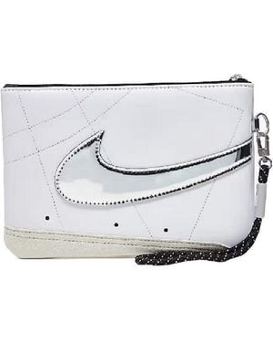 Nike Icon Blazer Wristlet Large Document Wallet Clutch Bag With Metallic Strap Silver - Grey