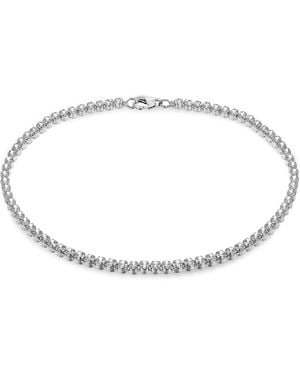 Amazon Essentials Sterling Silver Rhodium Plated Round Cz Tennis Bracelet 19cm/7.5" - Metallic