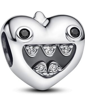 PANDORA Moments Mamas 793768c01 Small Monster Heart Charm Sterling Silver With Zirconia Compatible Moments Bracelets - Metallic