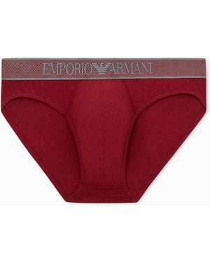Emporio Armani Shiny Logo Band Brief - Red