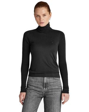 G-Star G-STAR Donna Core Slim Turtle Knitted Sweater - Nero