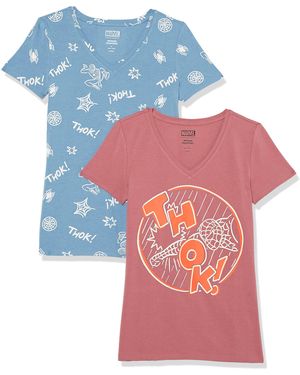 Amazon Essentials Disney | Marvel | Star Wars | Princess Classic-fit Short-sleeve V-neck T-shirt - Blue