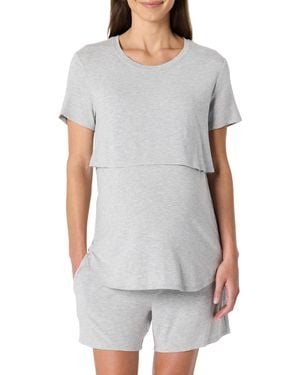 Amazon Essentials Pijama de Maternidad y Lactancia de Modal Suave Mujer - Gris