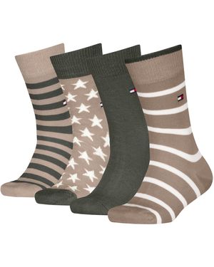 Tommy Hilfiger Breton Stripe Stars Calcetines clásicos - Gris