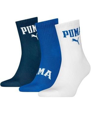 PUMA Logo Crew Short Socks 3 paires EU 43-46 - Bleu