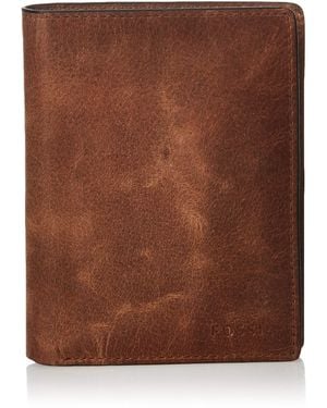 Fossil Derrick Leather Rfid-blocking Large Capacity International Combination Bifold Wallet - Brown