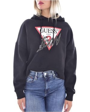 Guess Icon Sweatshir Hoody Hooded Sweatshirt - Blue