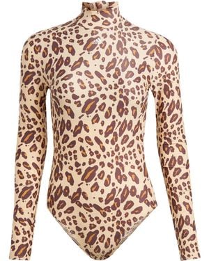 adidas S Long Sleeve Animal Print Swimsuit Brown/white 4xl - Pink