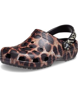 Crocs™ Unisex Adult And Classic Animal Print | Zebra Leopard Shoes Clog - Black