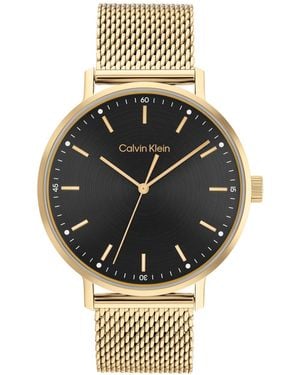 Calvin Klein Reloj Analógico de Cuarzo para Hombre Colección Modern Mesh con Correa de Malla de Acero Inoxidable de Color Dorado - Metálico