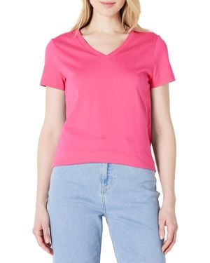 Amazon Essentials T-Shirt con Scollo a V a ica Corta - Rosa