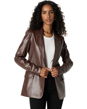 The Drop Anouk Faux-leather Long Blazer - Brown