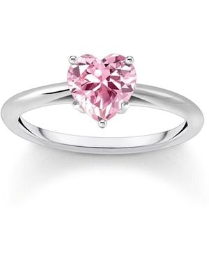 Thomas Sabo Anello in argento con zirconi rosa a forma di cuore