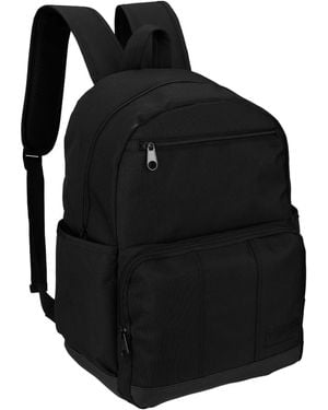 Wrangler Industry Backpack Classic Logo Water Resistant Casual Daypack With Padded Laptop Notebook Sleeve - Black
