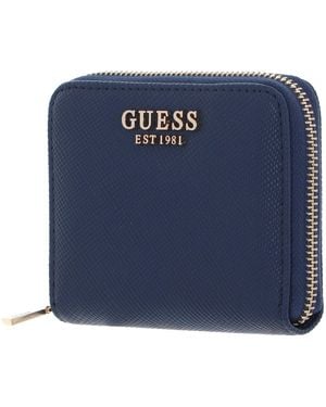 Guess Laurel SLG Small Zip Around Wallet Navy - Blu