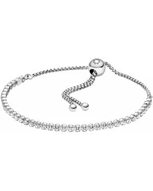 PANDORA Timeless Pulsera de plata de ley chapada en rodio con circonitas cúbicas transparentes - Blanco