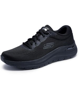Skechers D'lux Walker Rezinate Hands Free Slip-in Sneaker,black/gray,8.5 Extra Wide