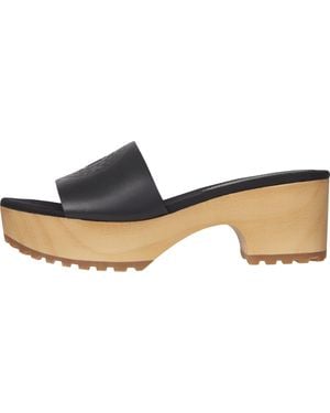 Tommy Hilfiger Leder Clogs Sandalen Sandaletten Pantoletten Schuhe - Schwarz