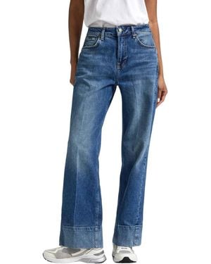 Pepe Jeans Loose Straight High Waist Fade Pl204611 Jeans - Blue