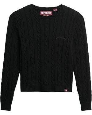 Superdry Essentials Pullover mit schmalem Zopfstrickdesign Schwarz 38