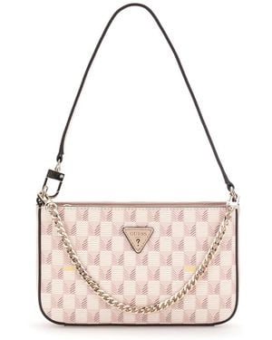 Guess G Wave Ii Mini Top Zip Shoulder Bag Blush Logo - Roze