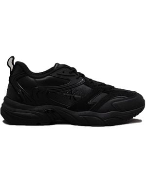 Calvin Klein Uomo Sneakers Suola Grossa Retro Tennis Low Lace in Pelle - Nero